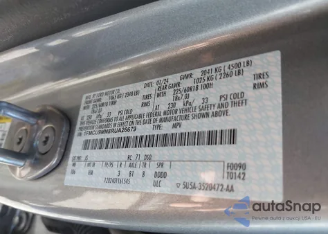 2024 Ford Escape St-Line from USA, damaged, VIN 1FMCU9MN8RUA26679